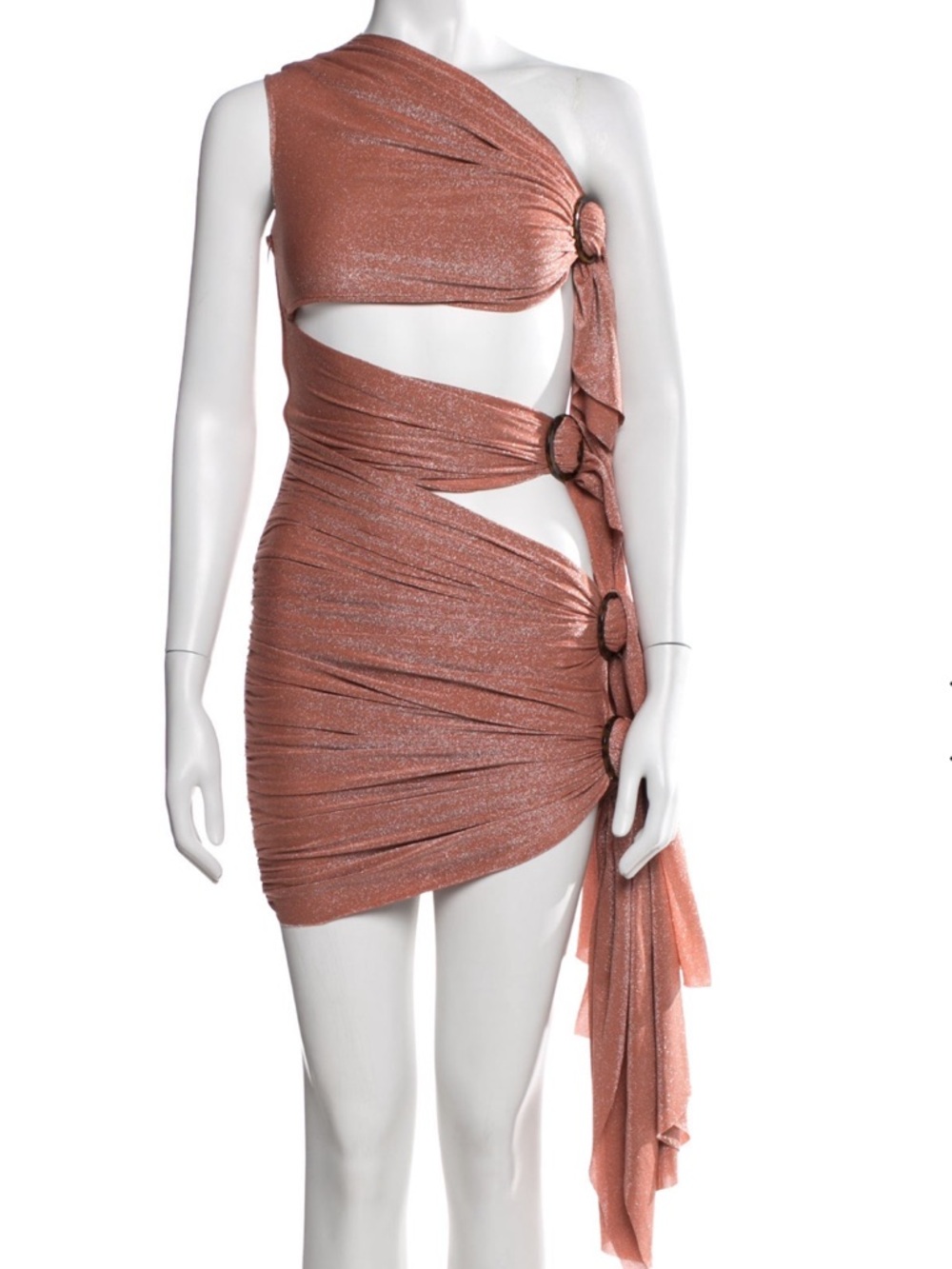 Bronx & Bronco Rust Off-Shoulder cutout mini dress with Ring Details